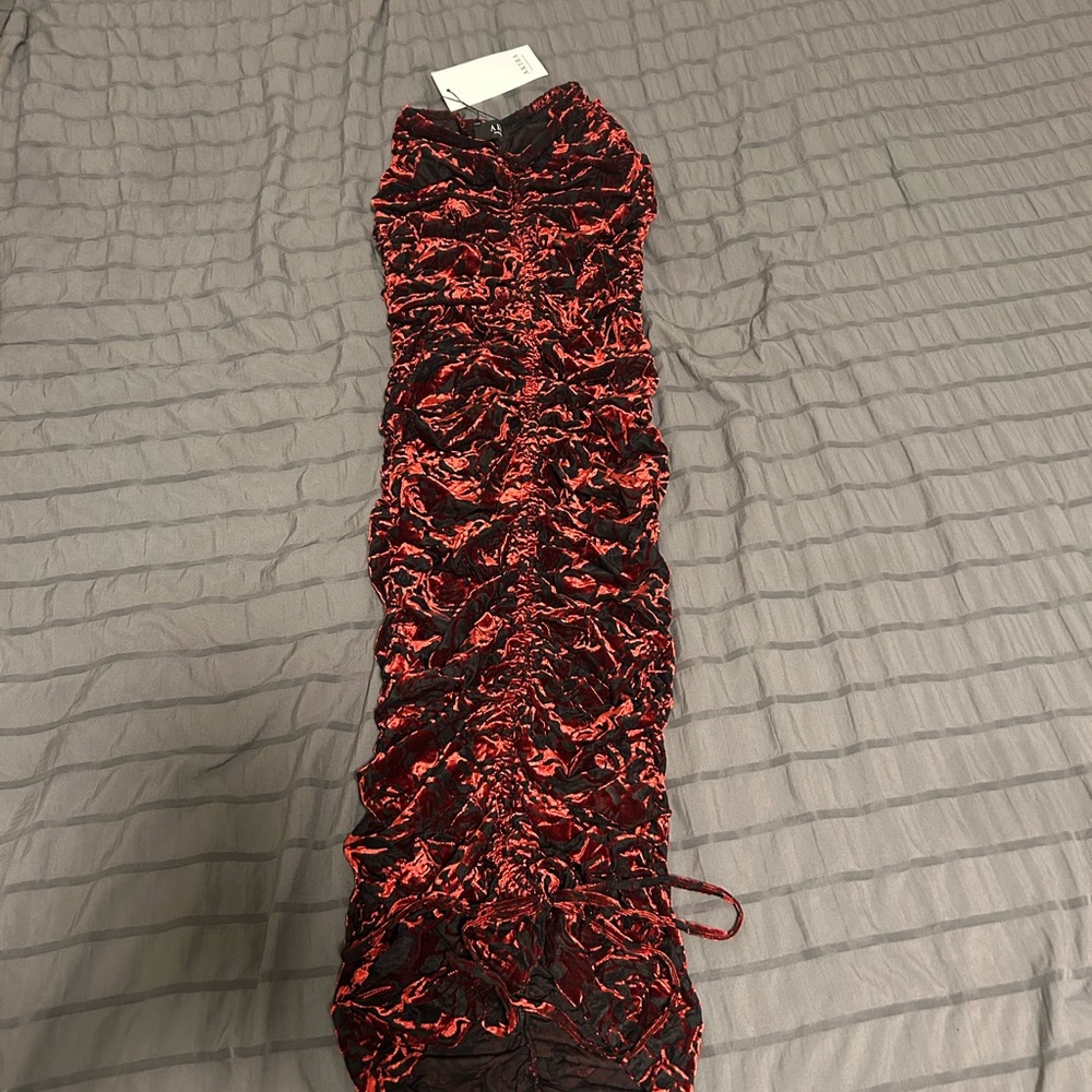 AKIRA Red and Black Maxi Skirt